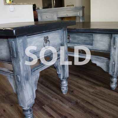 Coffee Table and Matching End Table - Weathered Gray w Dark Wood Tops