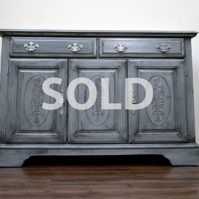 2 Door Vintage Hutch/Buffet - Designer Vintage Gray