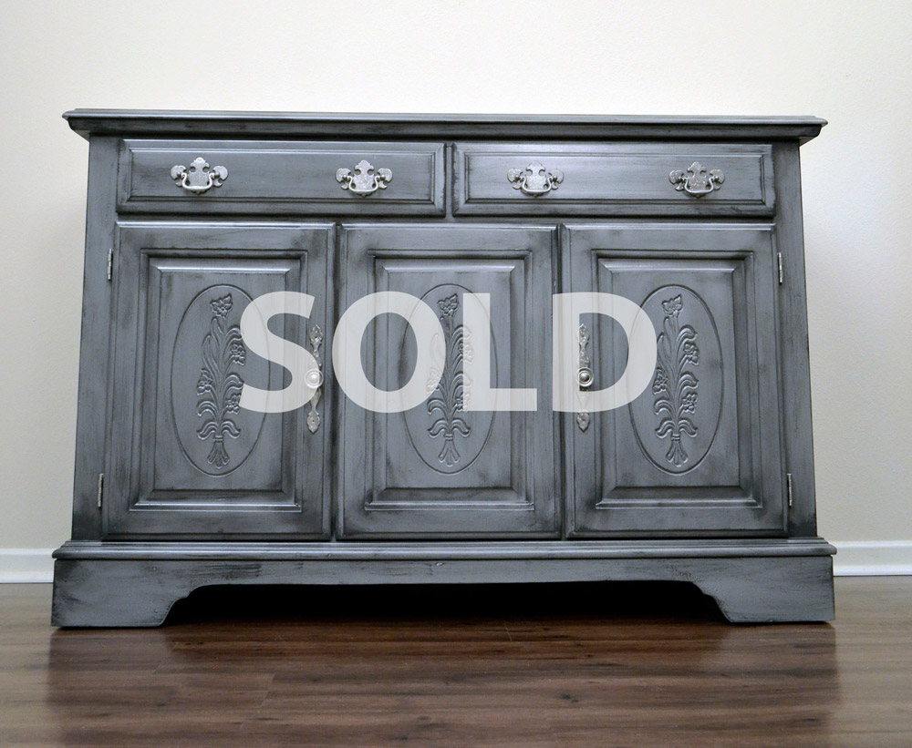 2 Door Vintage Hutch/Buffet - Designer Vintage Gray