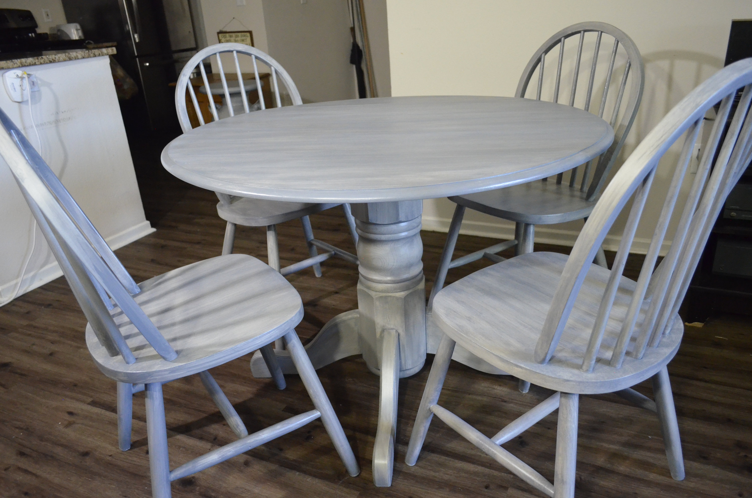 Shabby Chic Weathered Gray Kitchen Table and Chairs - Solid Oak Table - Image 2