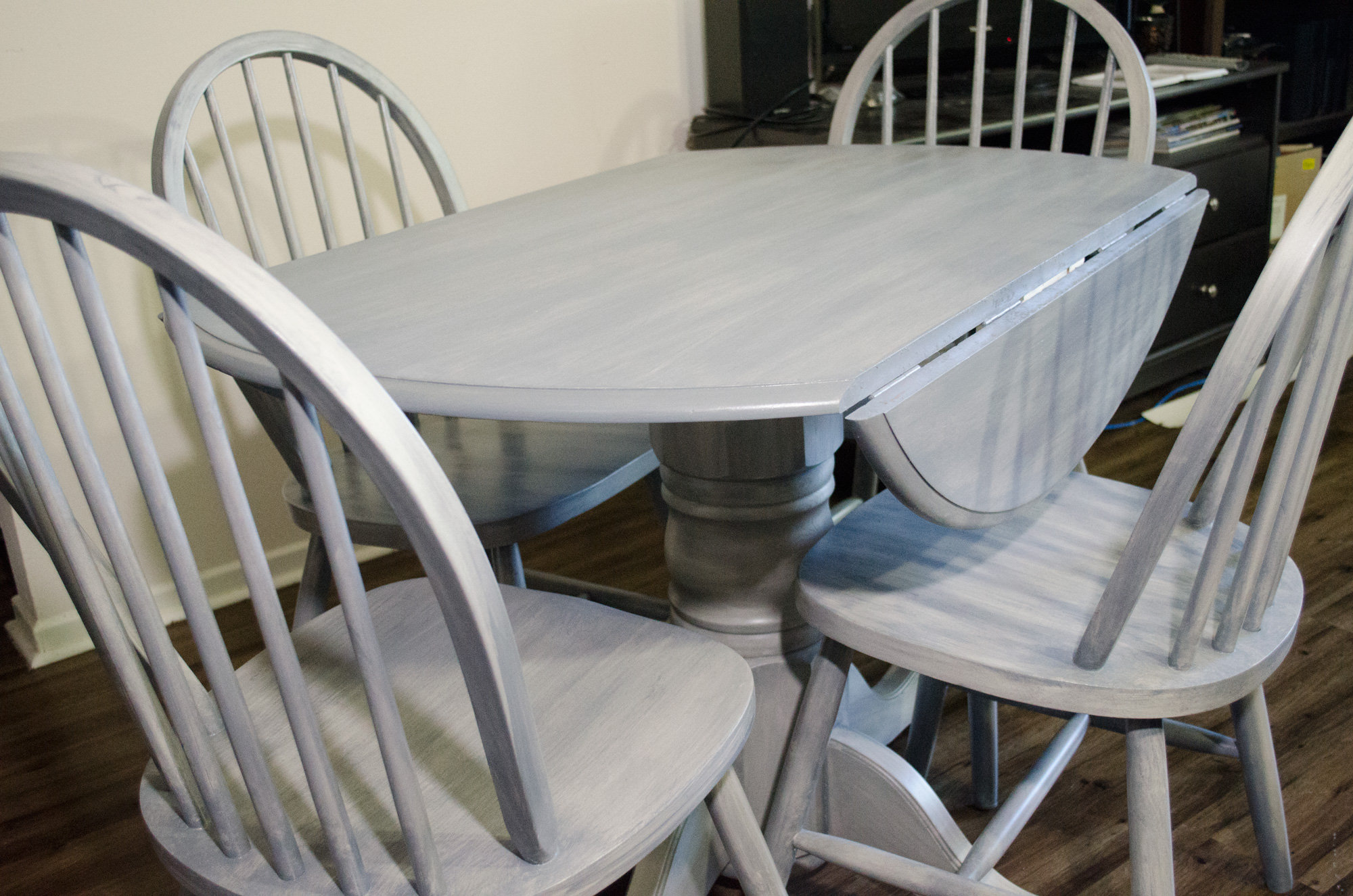 Shabby Chic Weathered Gray Kitchen Table and Chairs - Solid Oak Table - Image 11