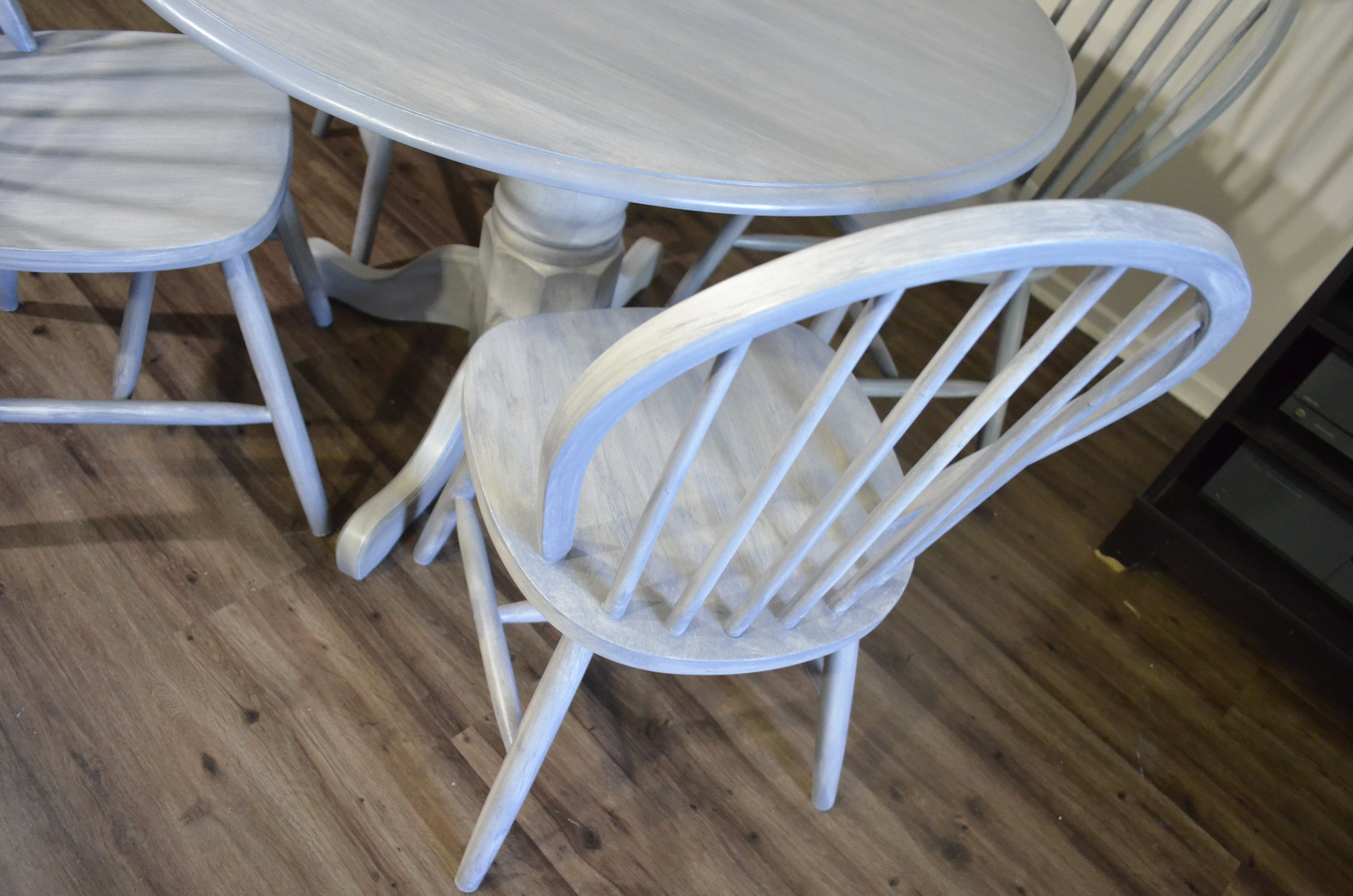 Shabby Chic Weathered Gray Kitchen Table and Chairs - Solid Oak Table - Image 3