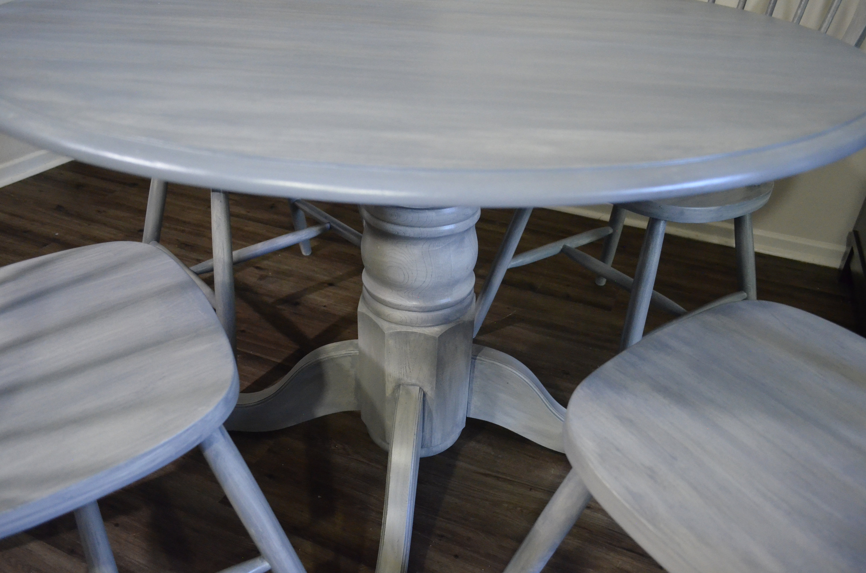 Shabby Chic Weathered Gray Kitchen Table and Chairs - Solid Oak Table - Image 4