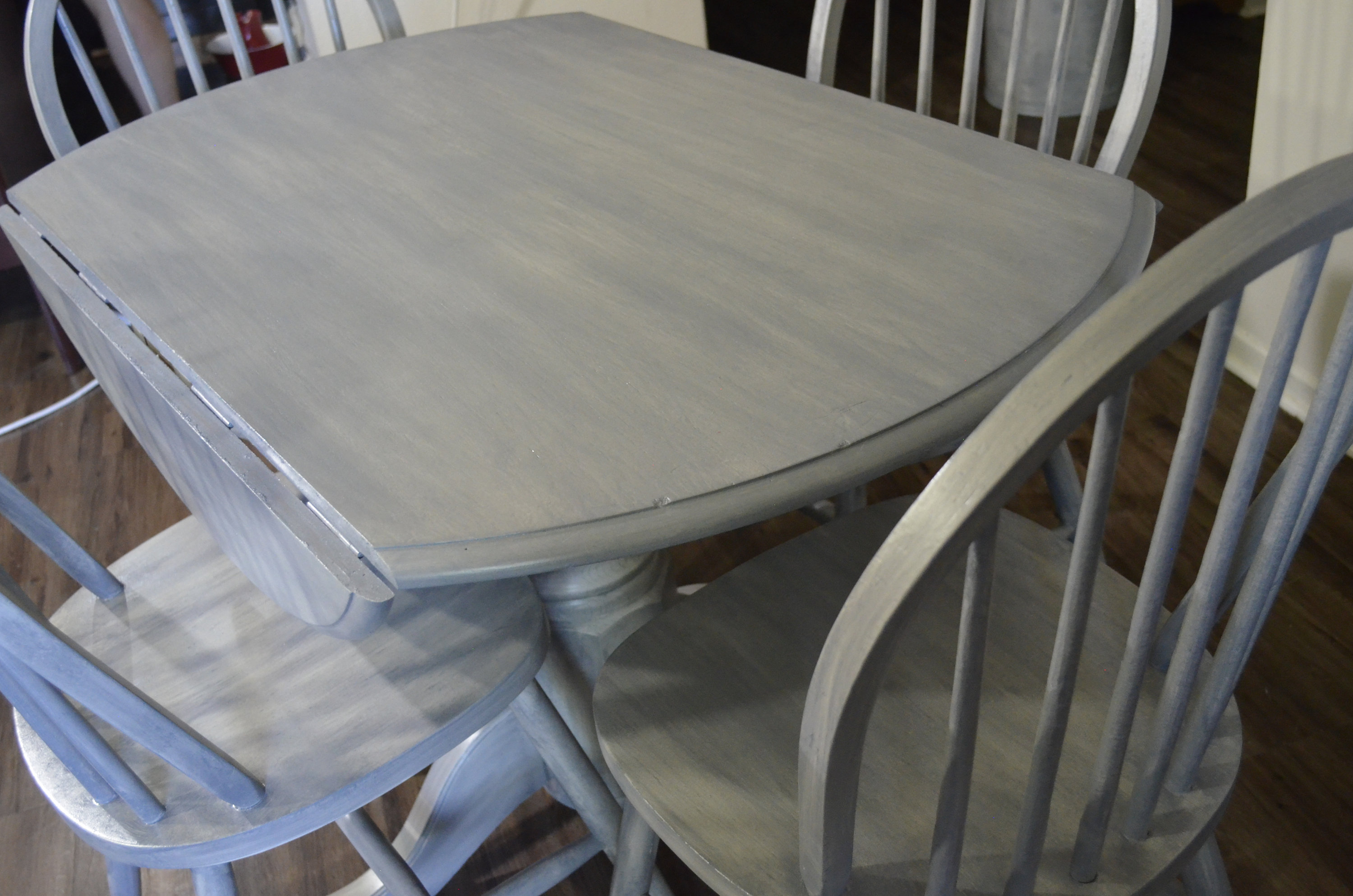 Shabby Chic Weathered Gray Kitchen Table and Chairs - Solid Oak Table - Image 5