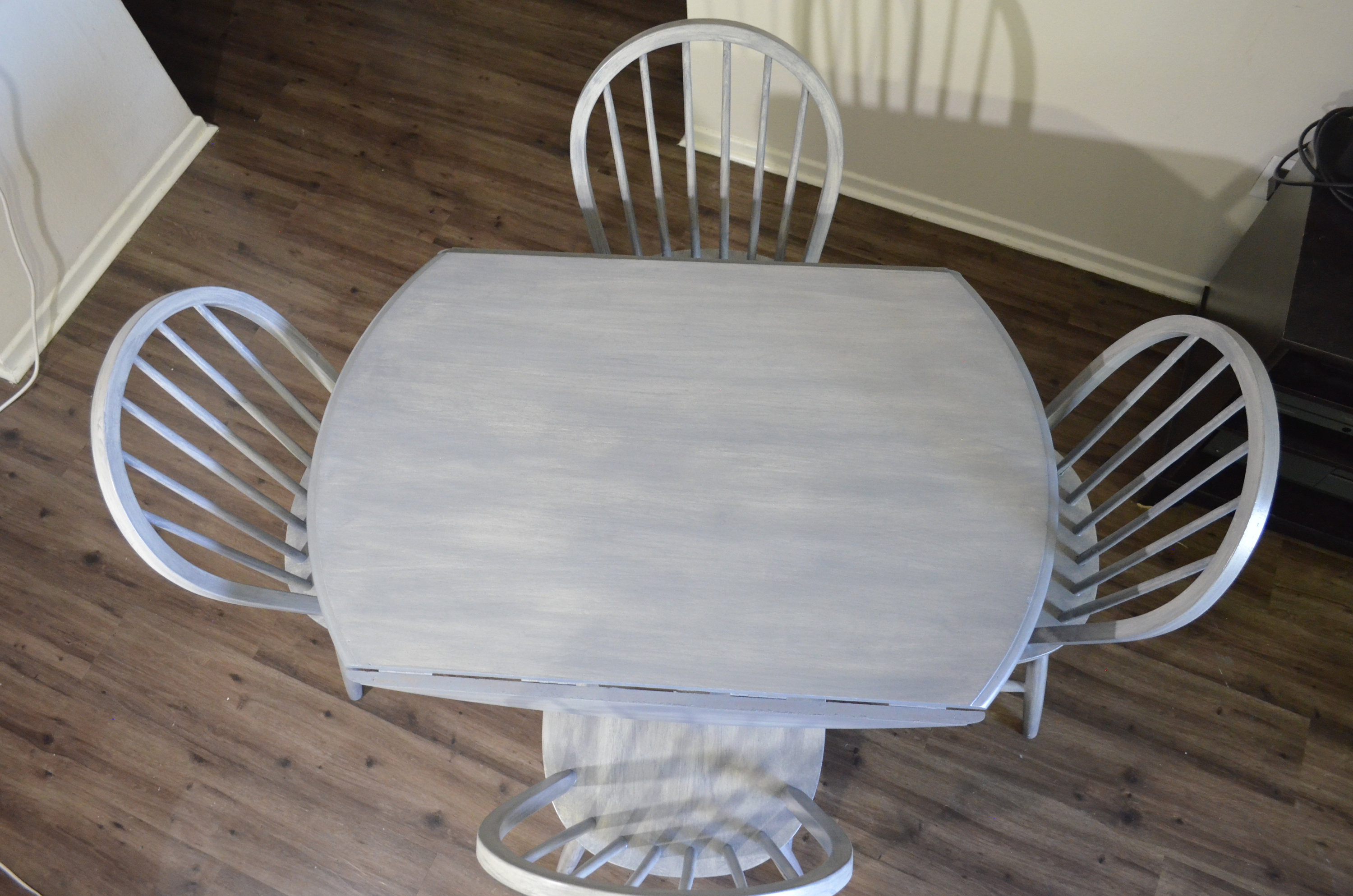 Shabby Chic Weathered Gray Kitchen Table and Chairs - Solid Oak Table - Image 6