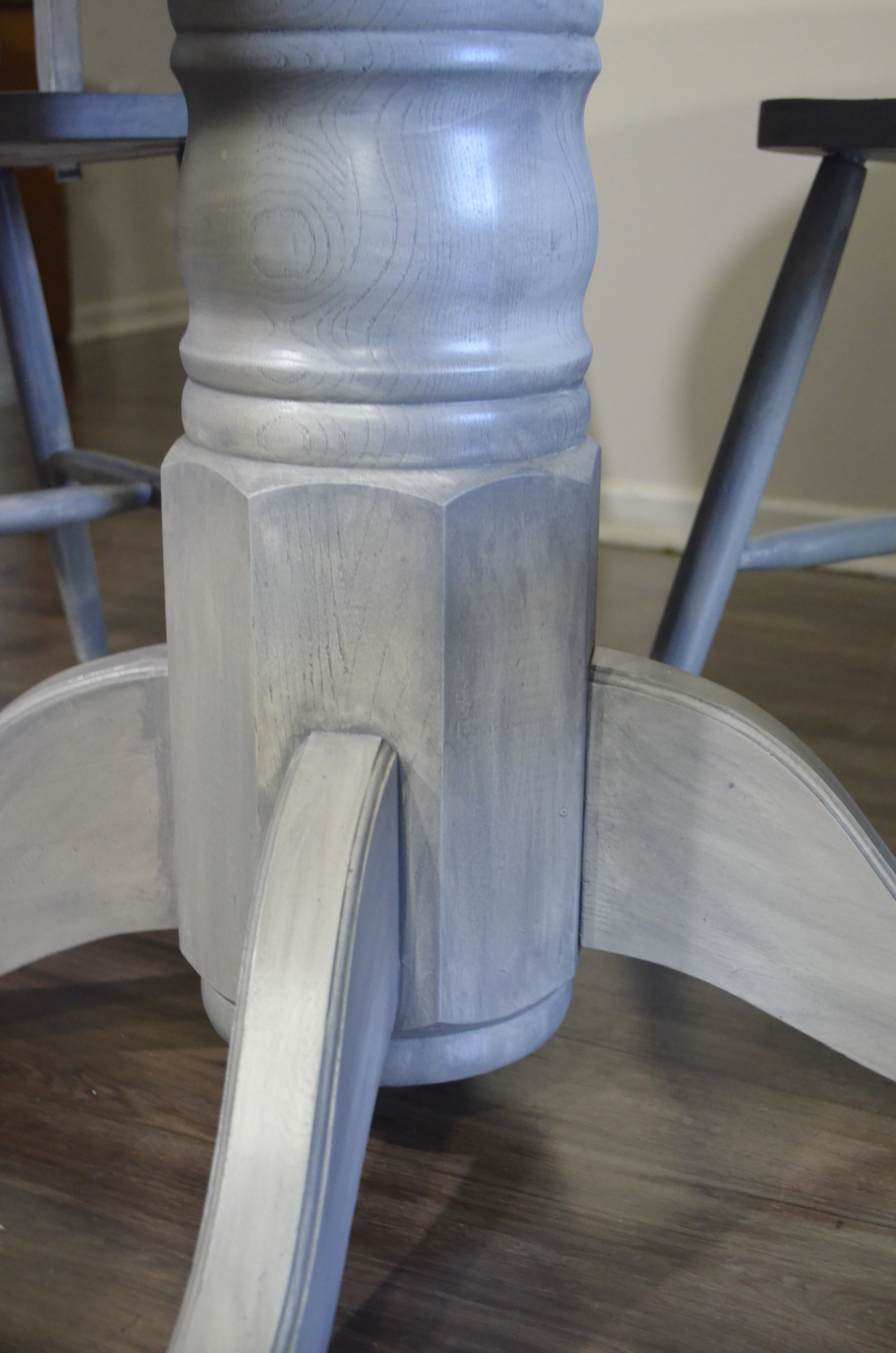Shabby Chic Weathered Gray Kitchen Table and Chairs - Solid Oak Table - Image 8