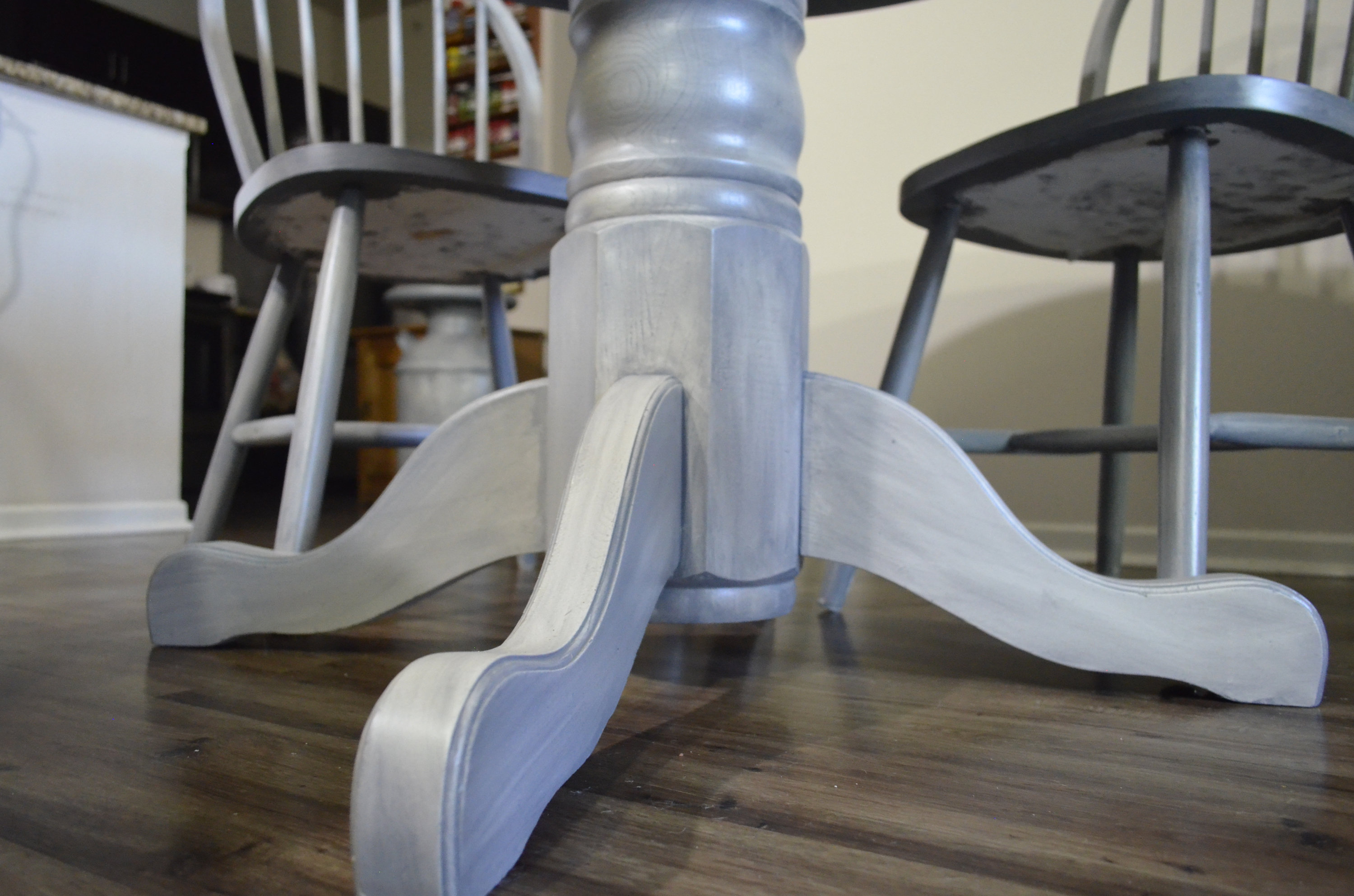 Shabby Chic Weathered Gray Kitchen Table and Chairs - Solid Oak Table - Image 9