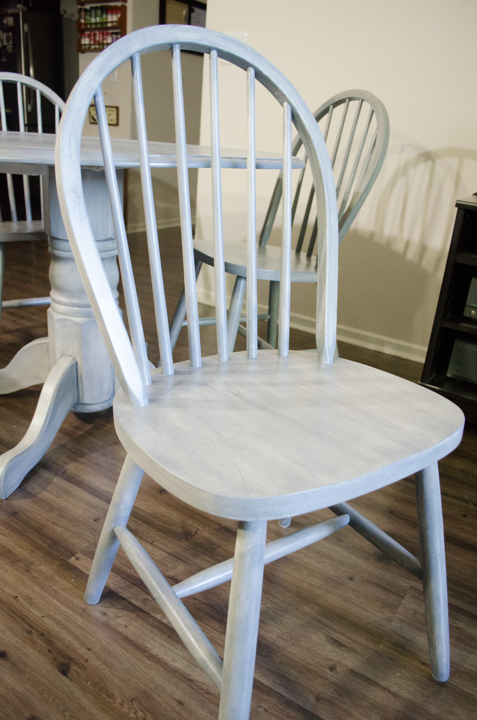 Shabby Chic Weathered Gray Kitchen Table and Chairs - Solid Oak Table - Image 10