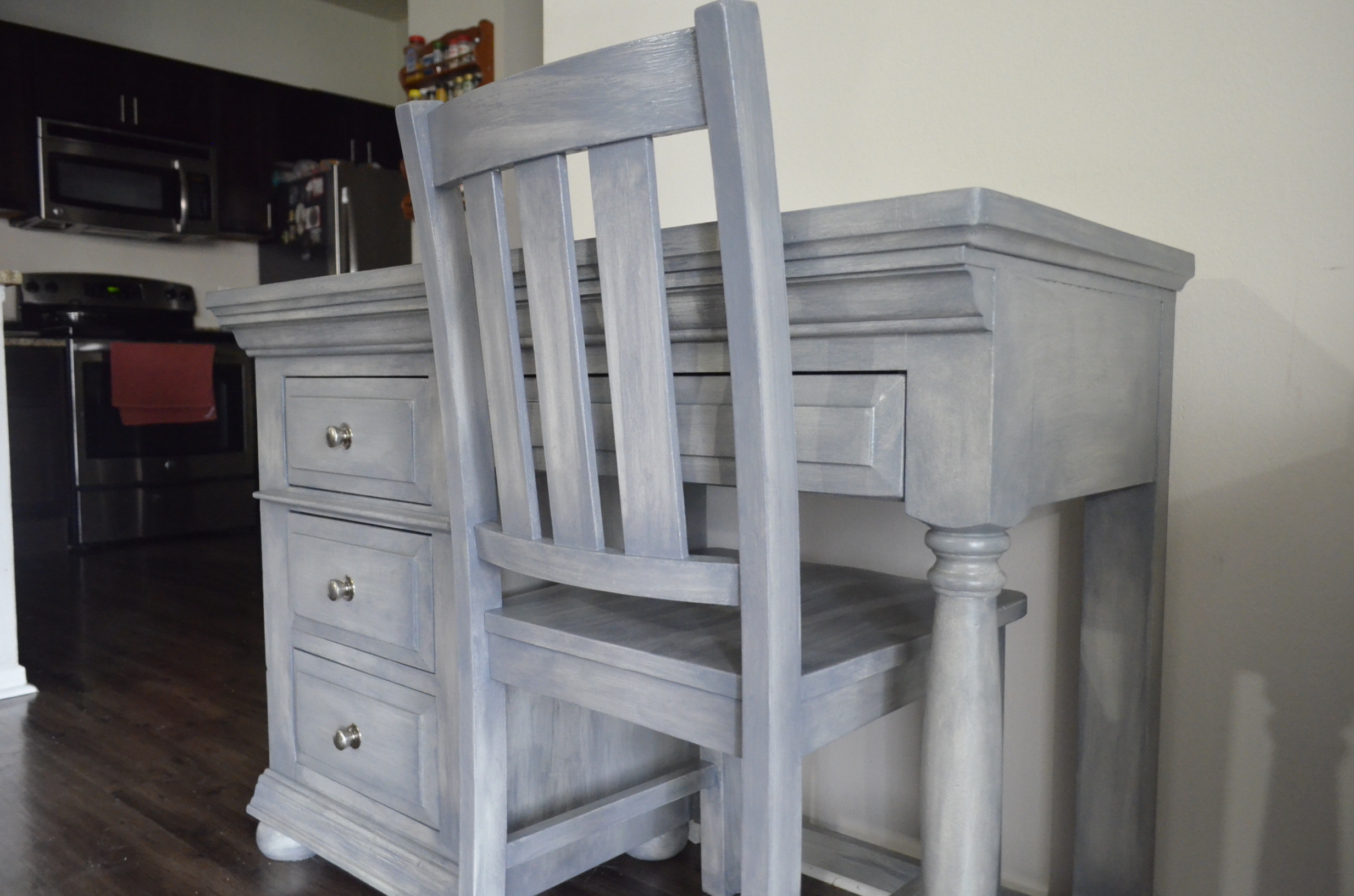 Beautiful Weathered Grey Desk & Chair - Solid Wood - Image 13