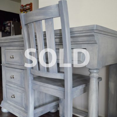 Beautiful Weathered Grey Desk & Chair - Solid Wood