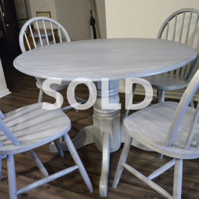 Shabby Chic Weathered Gray Kitchen Table and Chairs - Hand Applied Finished - Solid Oak Table
