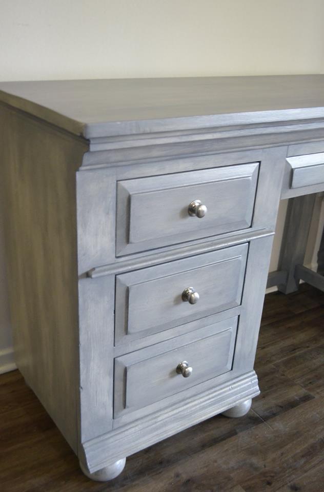 Beautiful Weathered Grey Desk & Chair - Solid Wood - Image 11