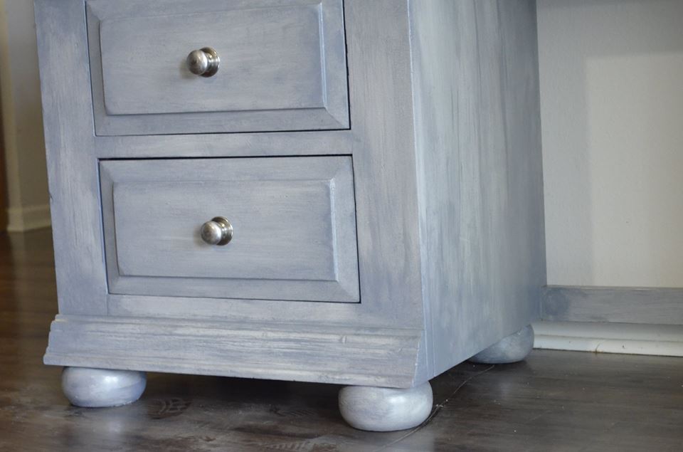 Beautiful Weathered Grey Desk & Chair - Solid Wood - Image 6
